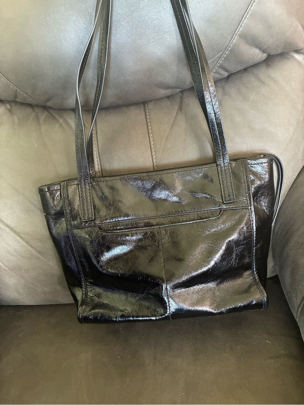 HOBO Black Patent Shoulder Tote